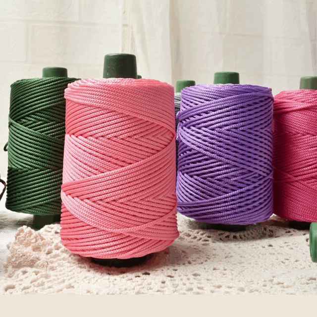 OEM Polyester Ice Silk Yarn Cord 100 Percent Crochet Macrame Thread for Bags Carpets and Crafts (1) Polyester Ice Silk Yarn Cord