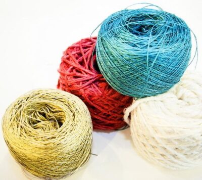 yellow recycled sari silk yarn
